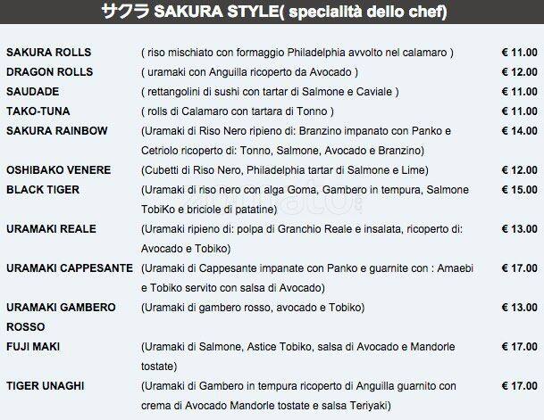 Menu di Sakura 