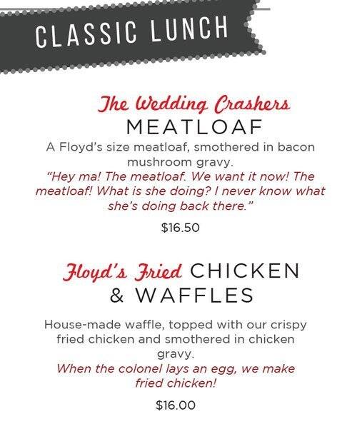 Menu at Floyd's Diner restaurant, Langford