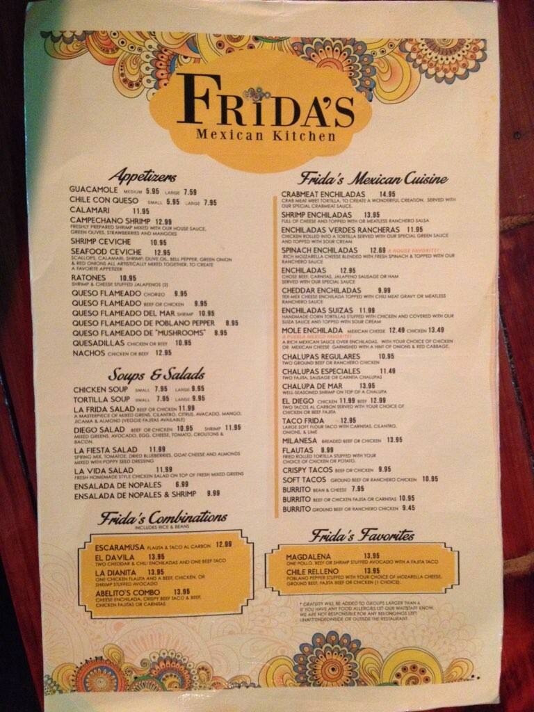 grand garden atascocita menu on Frida Mexican Kitchen Menu Menu For Frida Mexican Kitchen Garden Oaks Houston