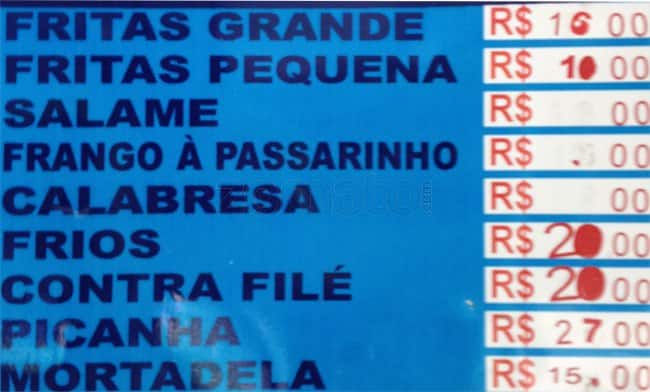 Bar e Lanchonete Oba Oba cardápio