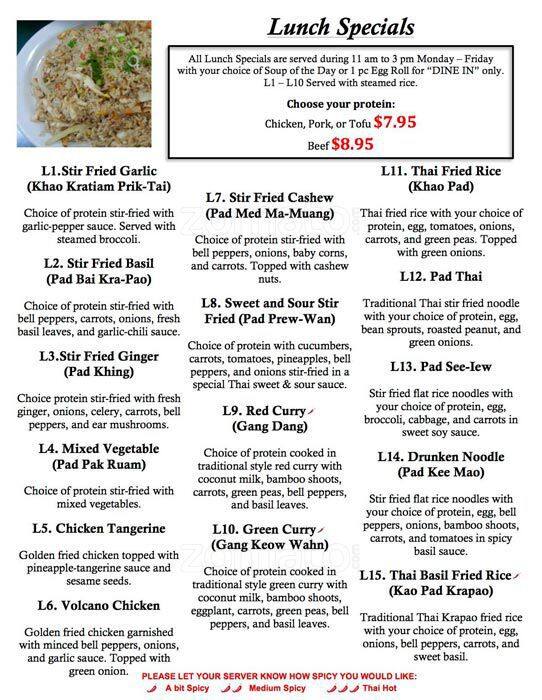 Pattaya Thai Sushi a Northwest Arkansas Foto del Menu con Prezzi