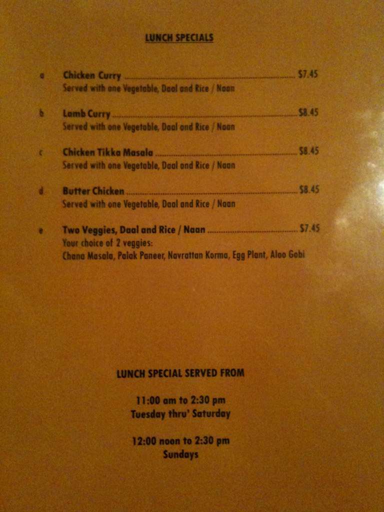 Menu at Curry Corner restaurant, Tanglewilde, Martin Way E 2