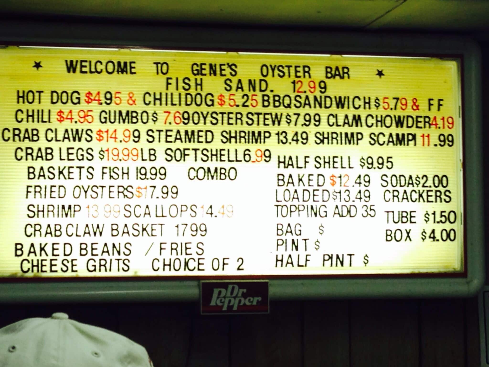 Gene's Oyster Bar Menu, Menu for Gene's Oyster Bar, Panama City, Panama