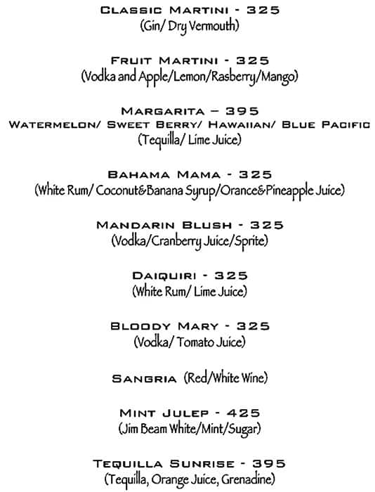 Asia 21 menu