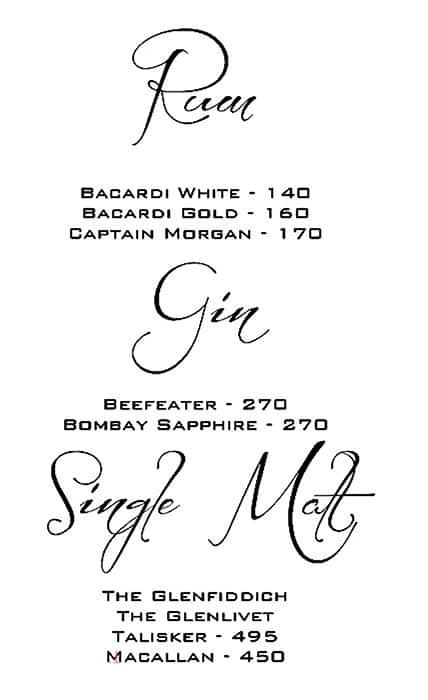 Asia 21 menu