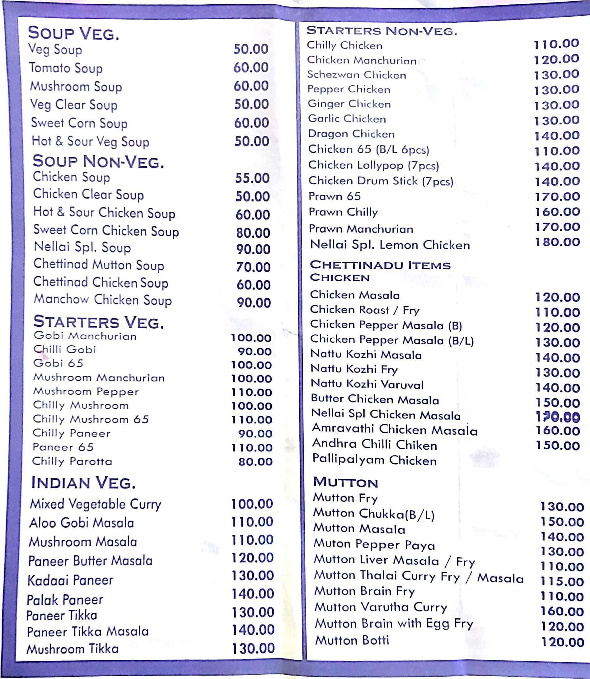 Hotel Nellai Menu, Menu for Hotel Nellai, K.K. Nagar, Chennai - Zomato