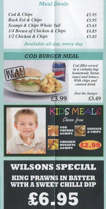 Wilsons Fish & Chips menu