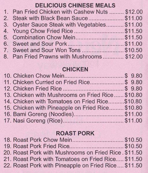 New Wah Menu, Menu for New Wah, Sydenham, Christchurch Menumania/Zomato