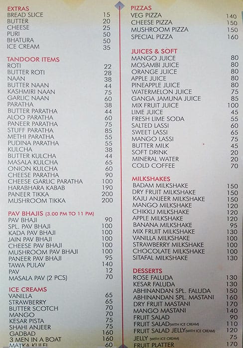 Abhinandan Pure Veg Restaurant menu