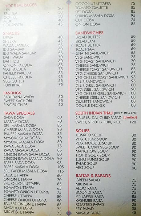 Abhinandan Pure Veg Restaurant menu
