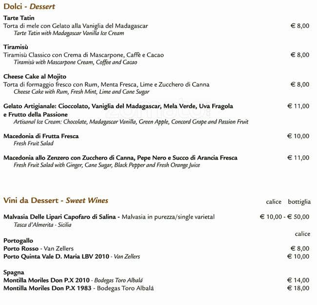 Menu di Obicà Mozzarella Bar - Brera 