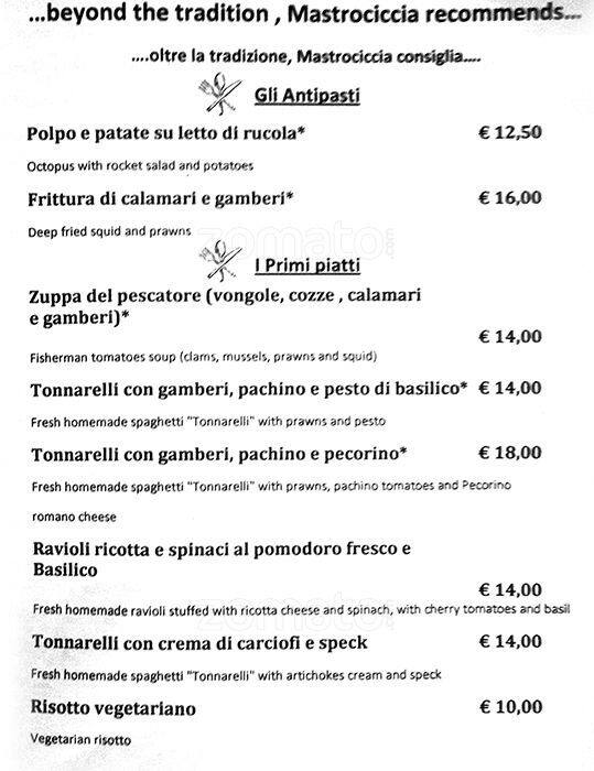 Menu di Mastro Ciccia 