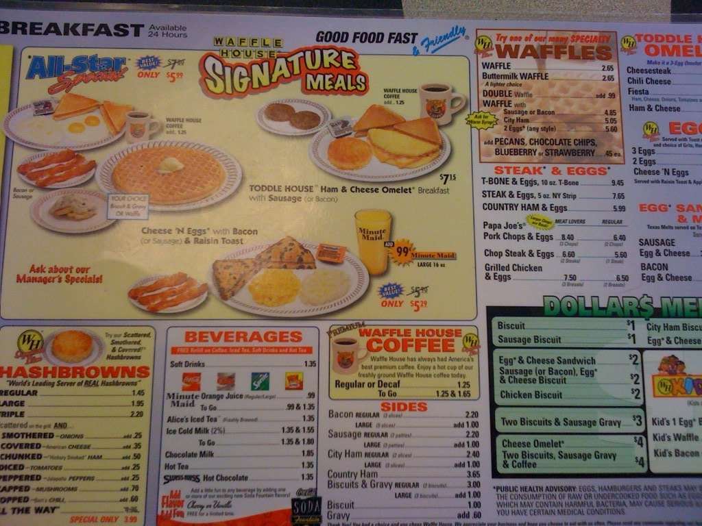 waffle house menu menu for waffle house florence jackson