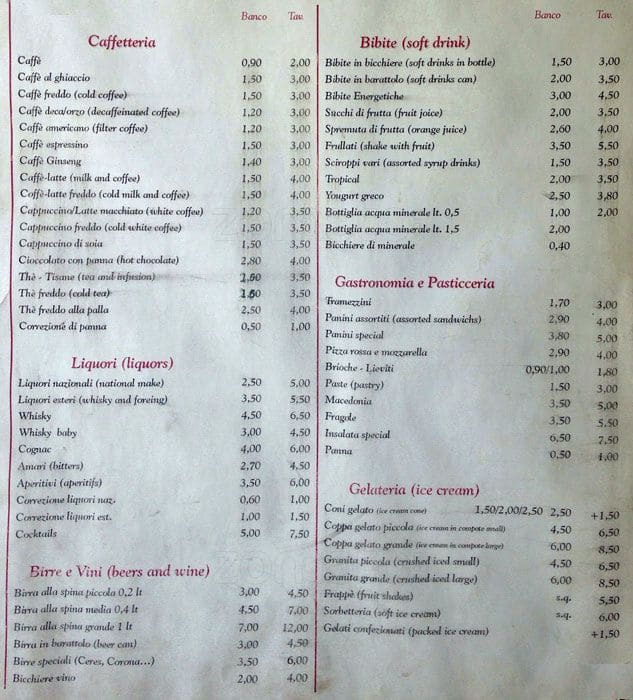 Menu di Casina Delle Terme 