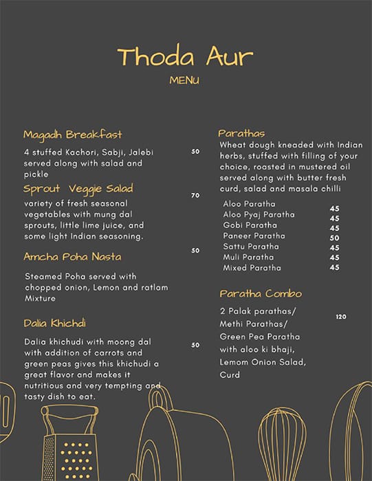 Menu of Thoda Aur, Koramangala 1st Block, Bangalore