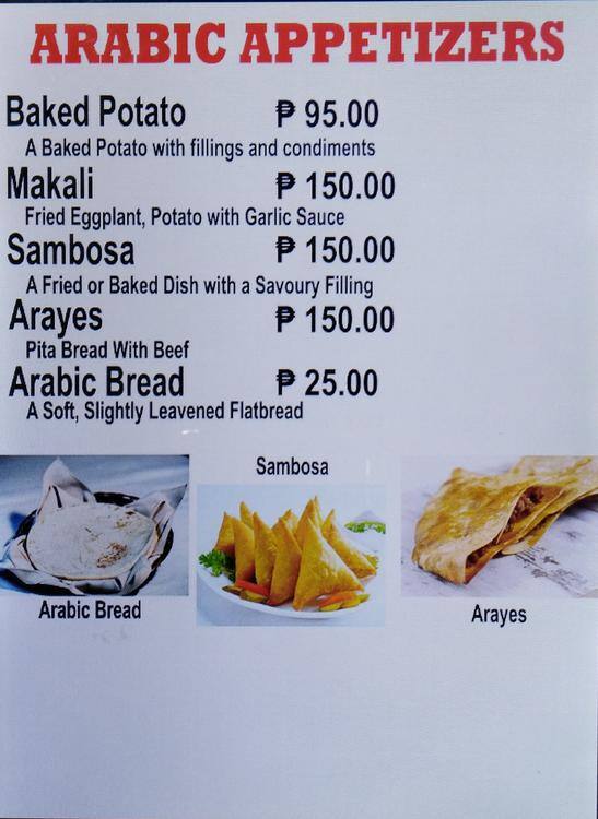 Carta de Red Sea Restaurant