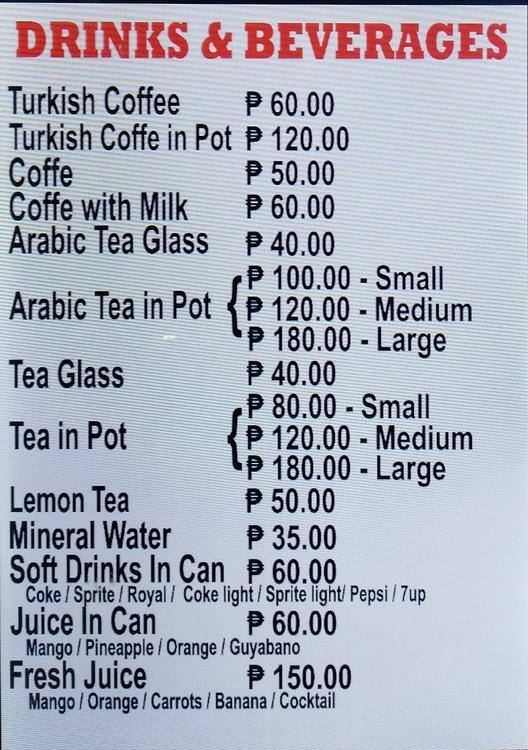 Carta de Red Sea Restaurant