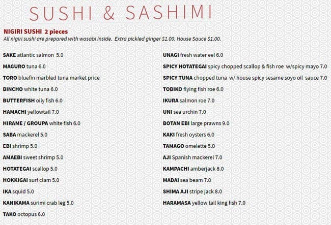 Fune menu