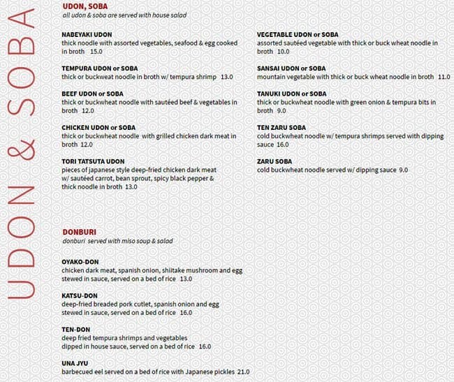 Fune menu