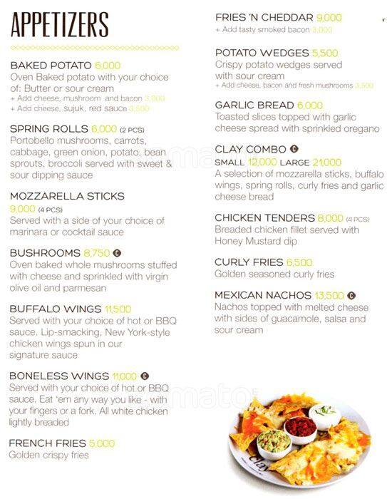 Clay Menu, Menu for Clay, Bikfaya, Metn Zomato Lebanon