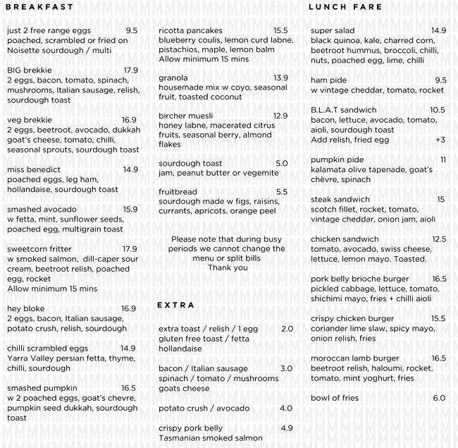 Miss Marie Menu, Menu for Miss Marie, Rosanna, Melbourne Urbanspoon