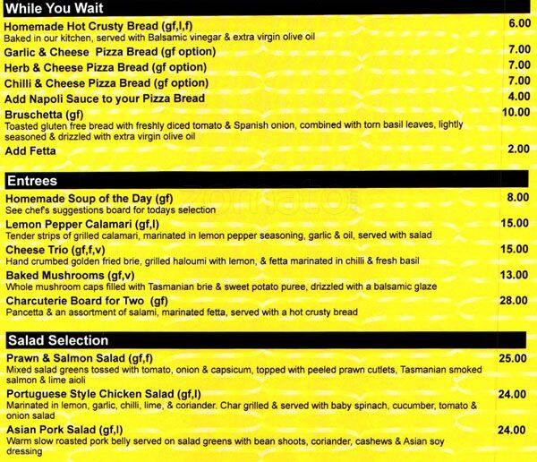 Eltham Hotel Menu, Menu for Eltham Hotel, Eltham, Melbourne