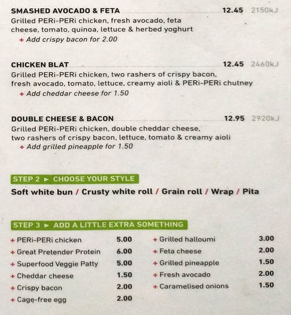 Menu at Nando's Morningside fast food, Morningside