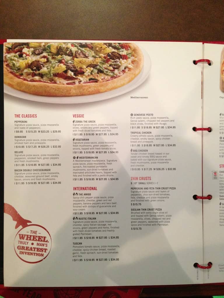 Menu at Boston Pizza pizzeria, Prince Albert