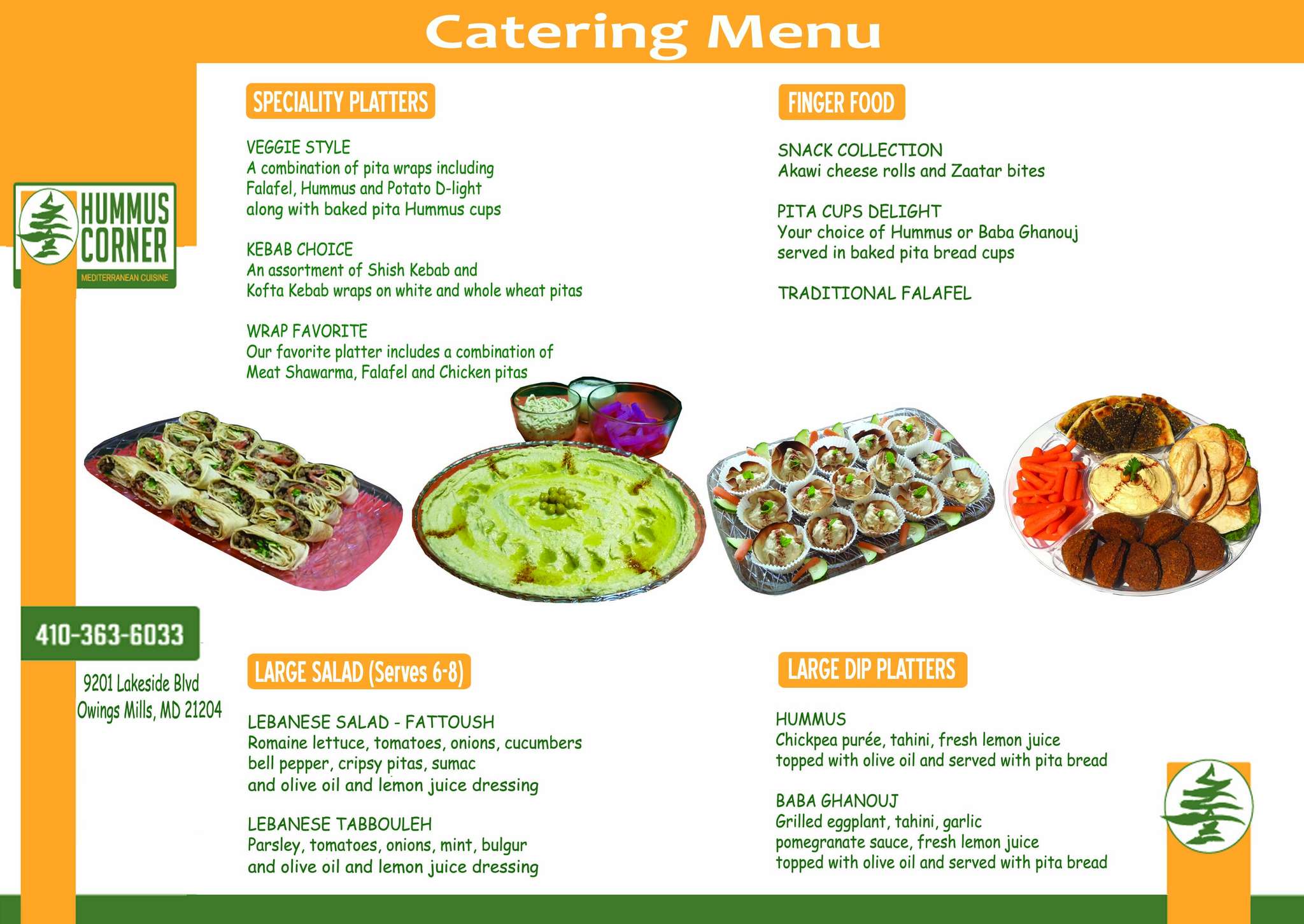 Hummus Corner Menu, Menu for Hummus Corner, Owings Mills/Reisterstown
