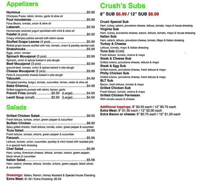 Crush Menu, Menu for Crush, Church Hill, Richmond Urbanspoon/Zomato