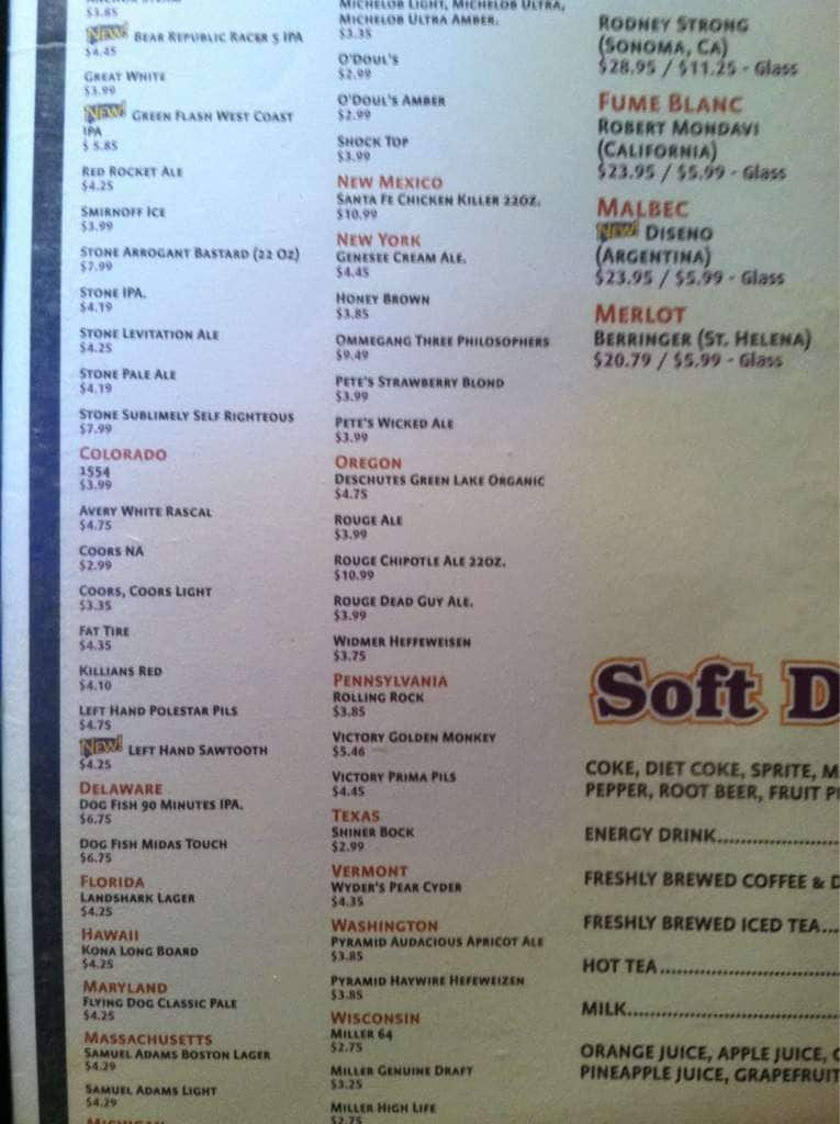 Menu at Burgers & Beer pub & bar, Yuma, 321 W 20th St
