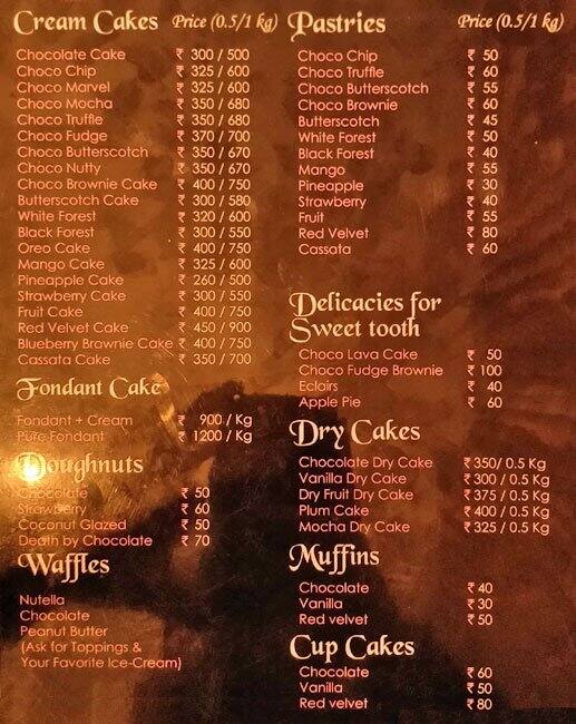 The Bakers Cafe Menu, Menu for The Bakers Cafe, NIT, Faridabad Zomato