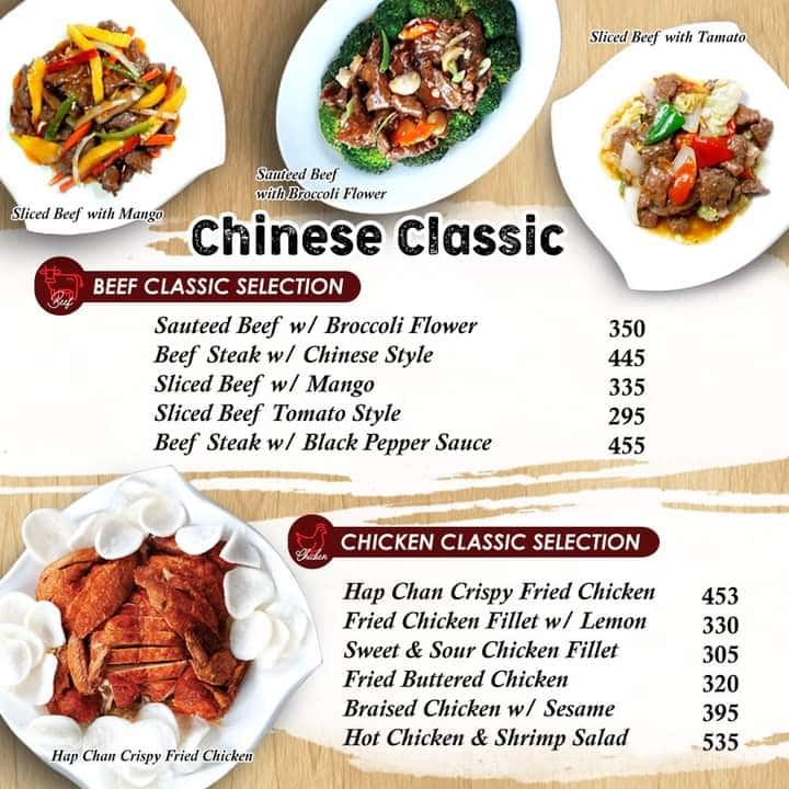 Menu Roti Hap Carta de Hap Chan Shabu Shabu, Tagaytay
