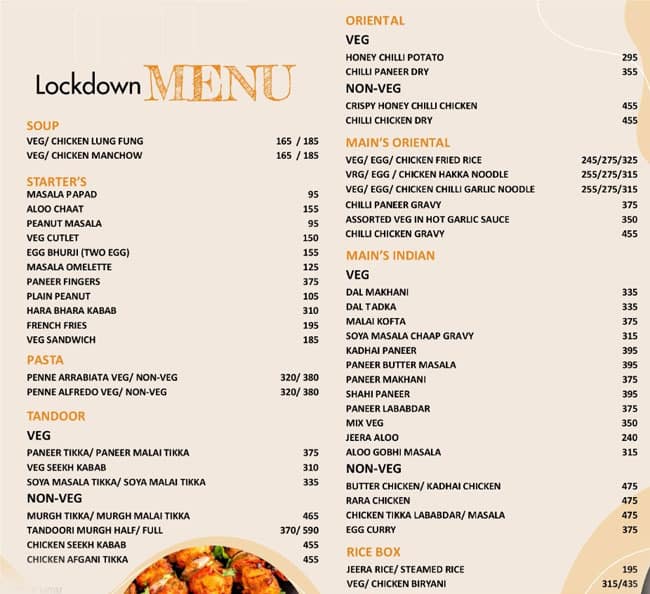 Menu at Golden palms resort, Meerut, 221/1