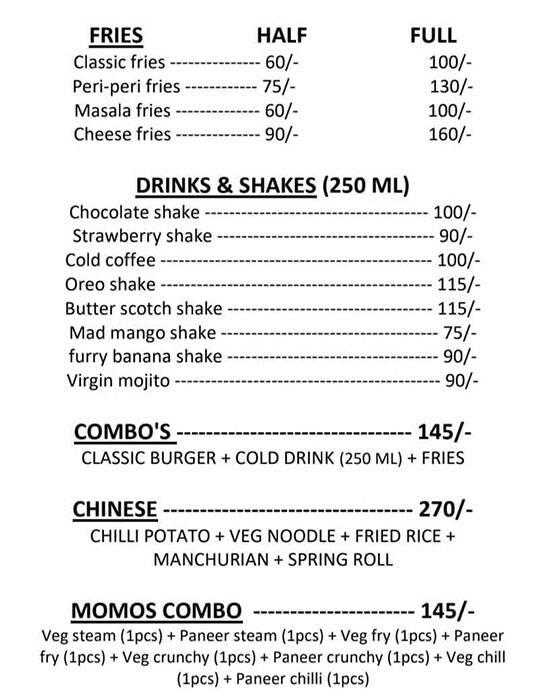 Menu of Green House Cafe, Shahdara, New Delhi