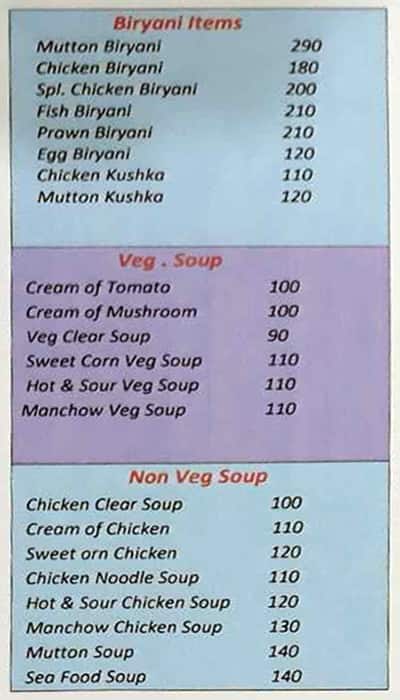 Qurbani Briyani Multicuisine Restaurant menu