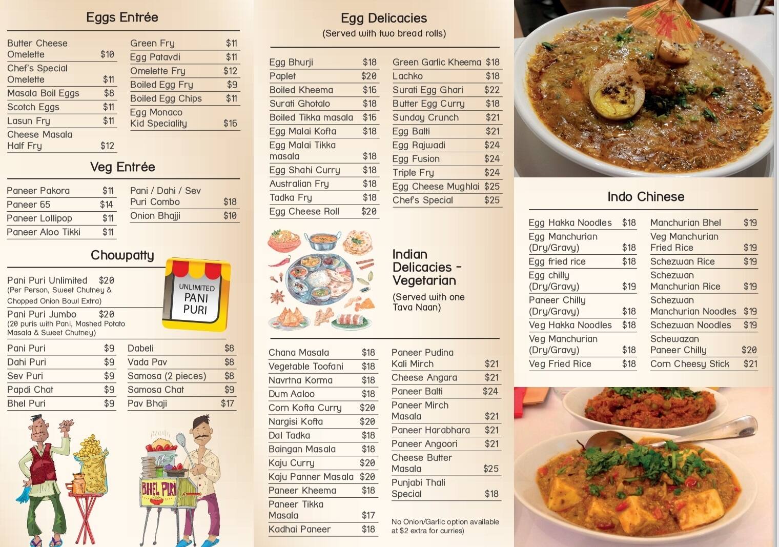 Menu at Eggs and More restaurant, Auckland