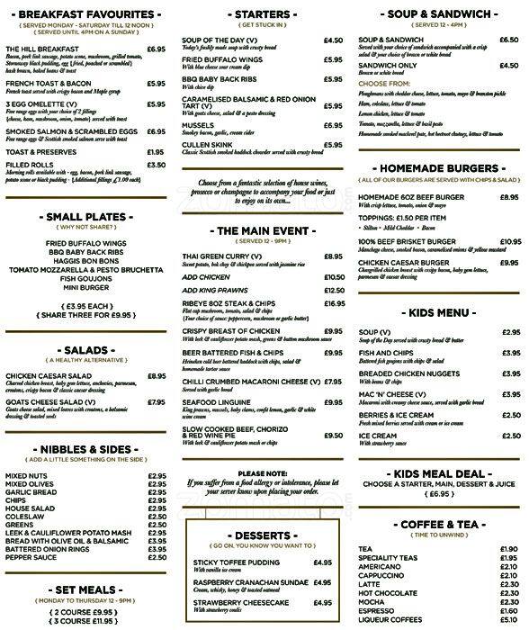 The Hill Menu, Menu for The Hill, West End, Glasgow Zomato UK