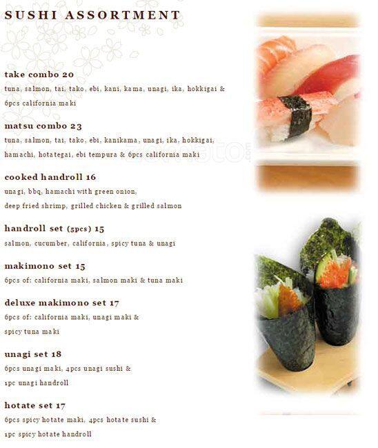 Menu at Ninki Sushi and Sake Lounge restaurant, Toronto