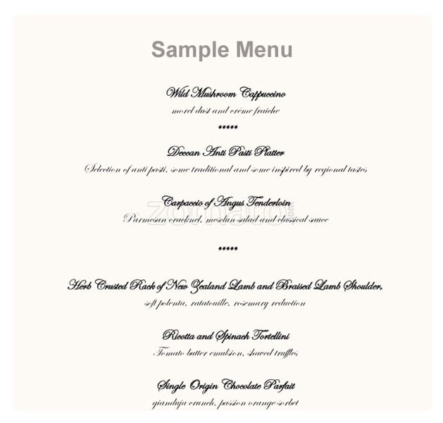 Celeste menu