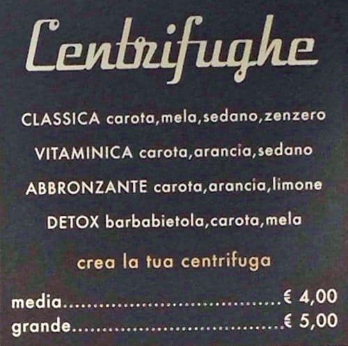 Menu di Bar Bianco 