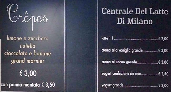 Menu di Bar Bianco 