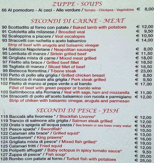 Menu di Osteria Della Vite 