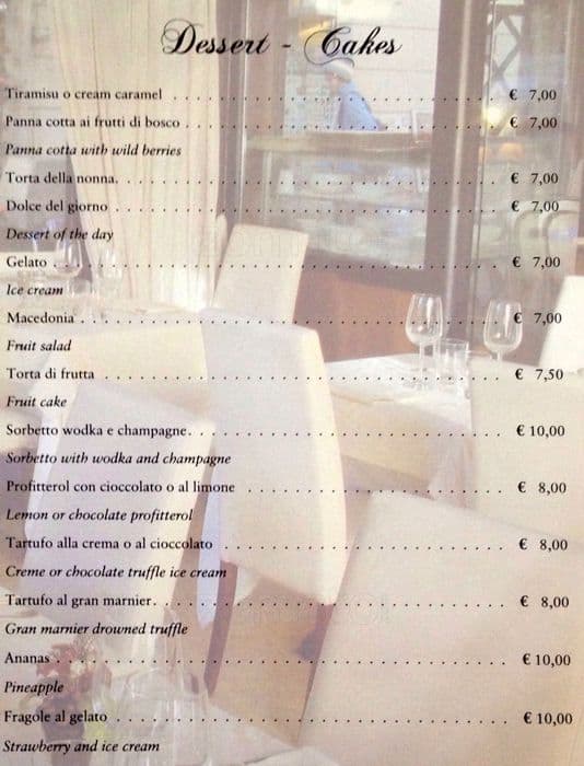 Menu di Conte di Galluccio 