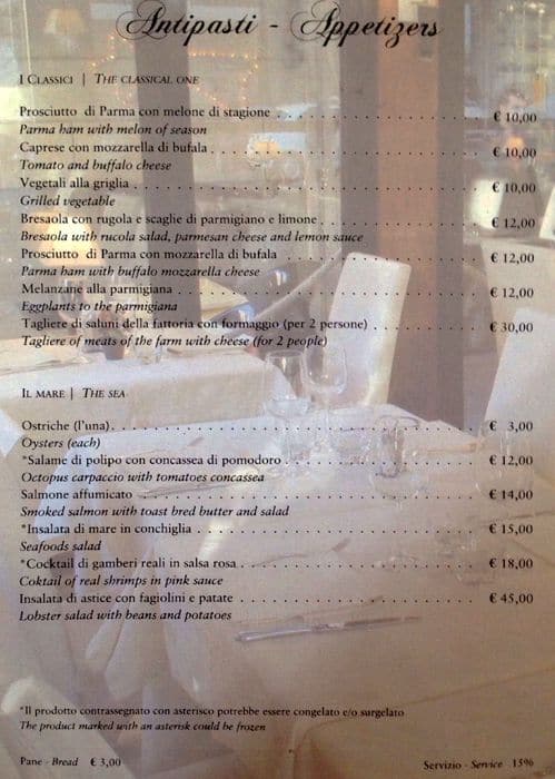 Menu di Conte di Galluccio 