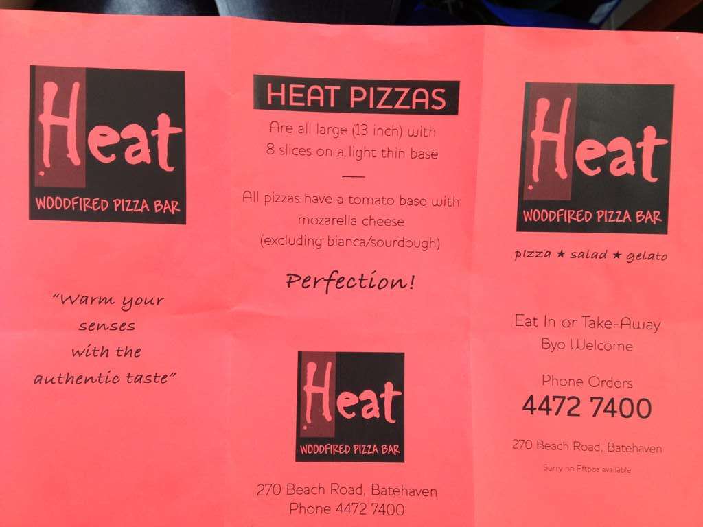 Heat WoodFired Pizza Bar Menu, Menu for Heat WoodFired Pizza Bar