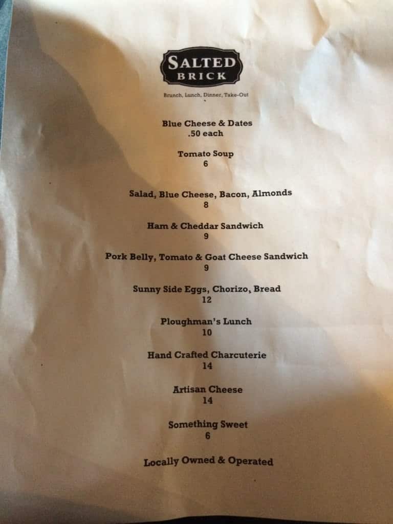 Menu at Salt & Brick restaurant, Kelowna