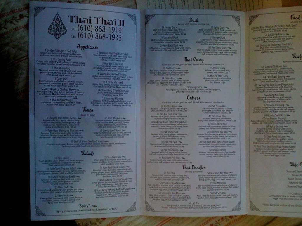 Thai Thai II Menu, Menu for Thai Thai II, Bethlehem, Allentown ...