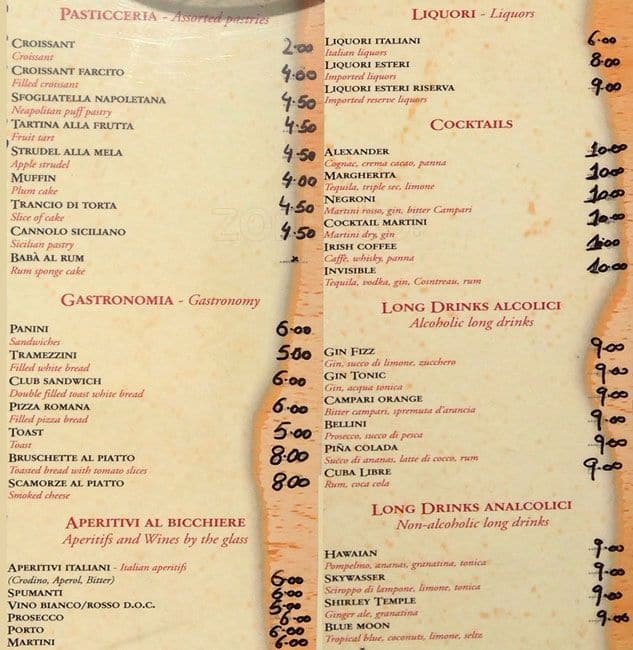Menu di TREVI Cafe 