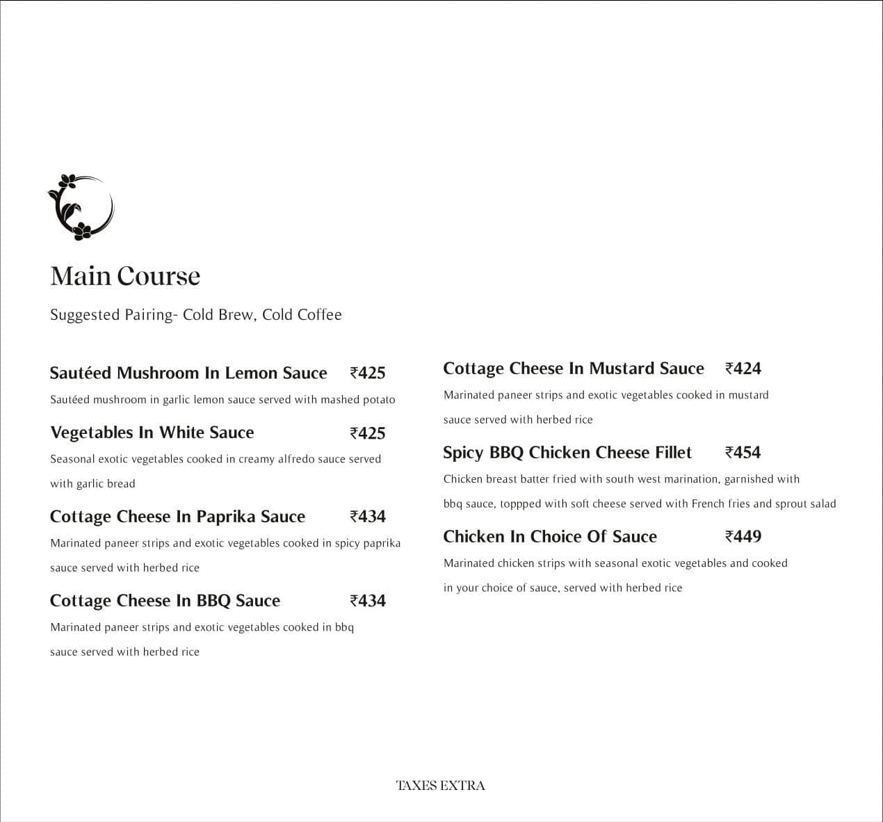 Roastery coffee house ! Kolkata menu